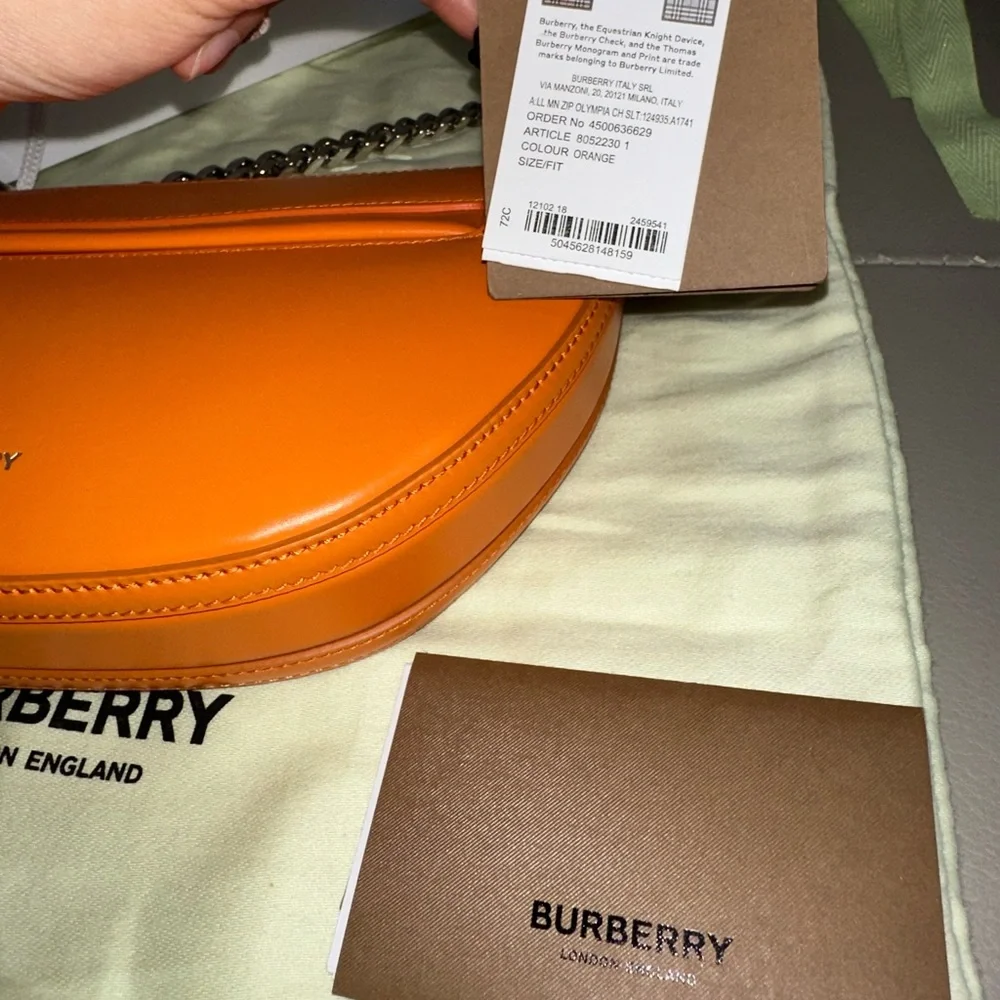 Burberry Mini Olympia Leather Shoulder Bag in Orange - Picture 7 of 16